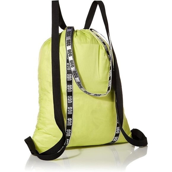 NWT UGG lime green, black & silver logo parachute convertible backpack tote bag - Picture 2 of 12
